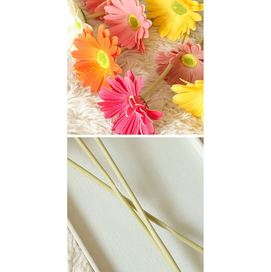 Amazon｜ガーベラ 雛菊 PU 5本 造花 枯れない花 花束 ブーケ